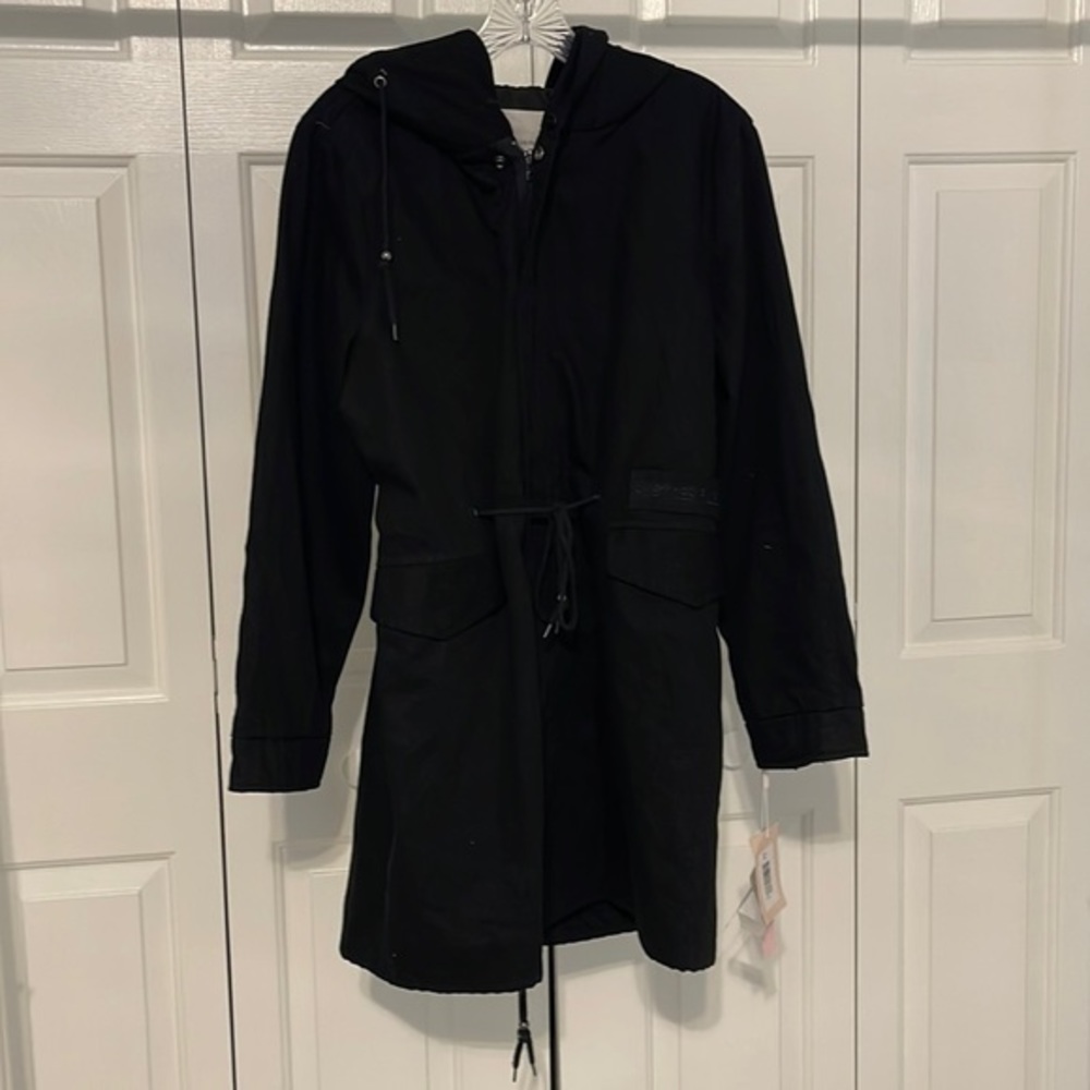 Avec Les Filles Hooded Long Parka Jacket, Women's Size L,‎ Black - without liner